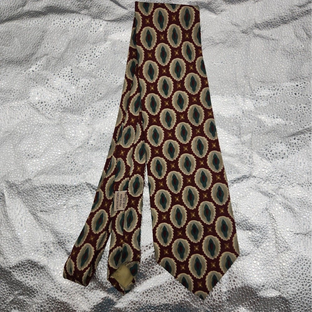 Tie Valentino Cravatte Silk Necktie Italy Navy White RN 54784 Hand Made VTG